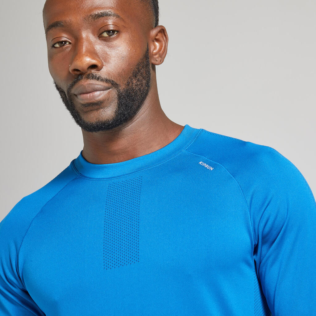 MEN'S BREATHABLE LONG-SLEEVED KIPRUN RUNNING T-SHIRT - BLUE GREEN