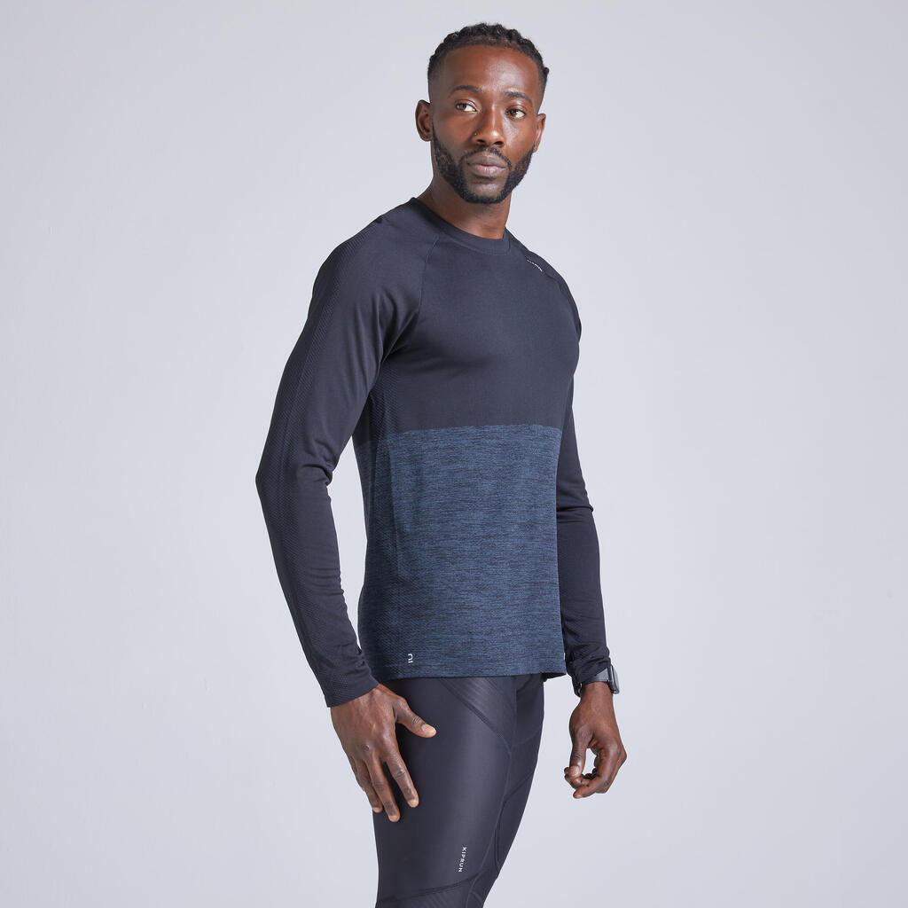 T-shirt de running manches longues Homme - KIPRUN Run 500 Sans couture Bleu