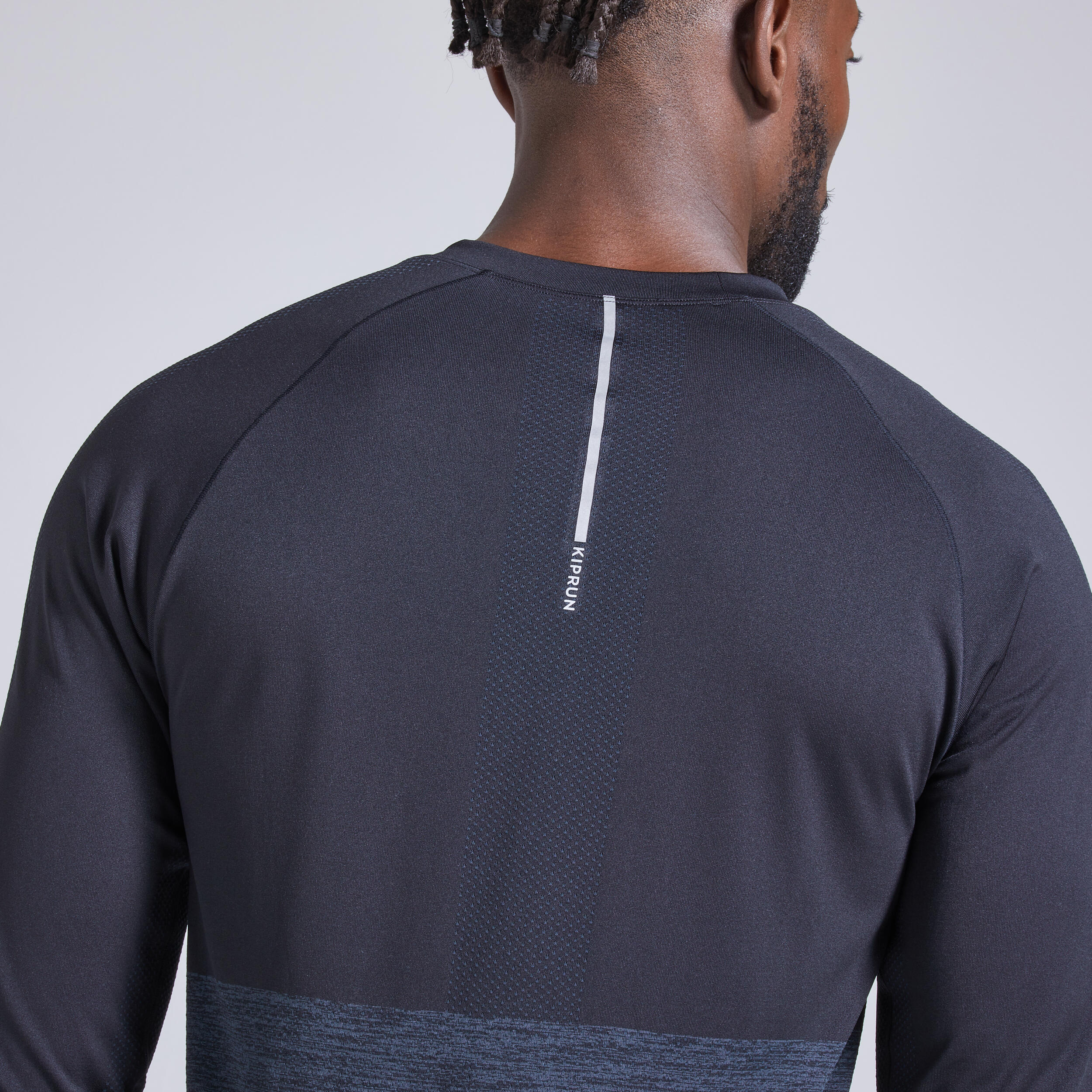 Men's long-sleeved running T-shirt - KIPRUN Run 500 Seamless Black