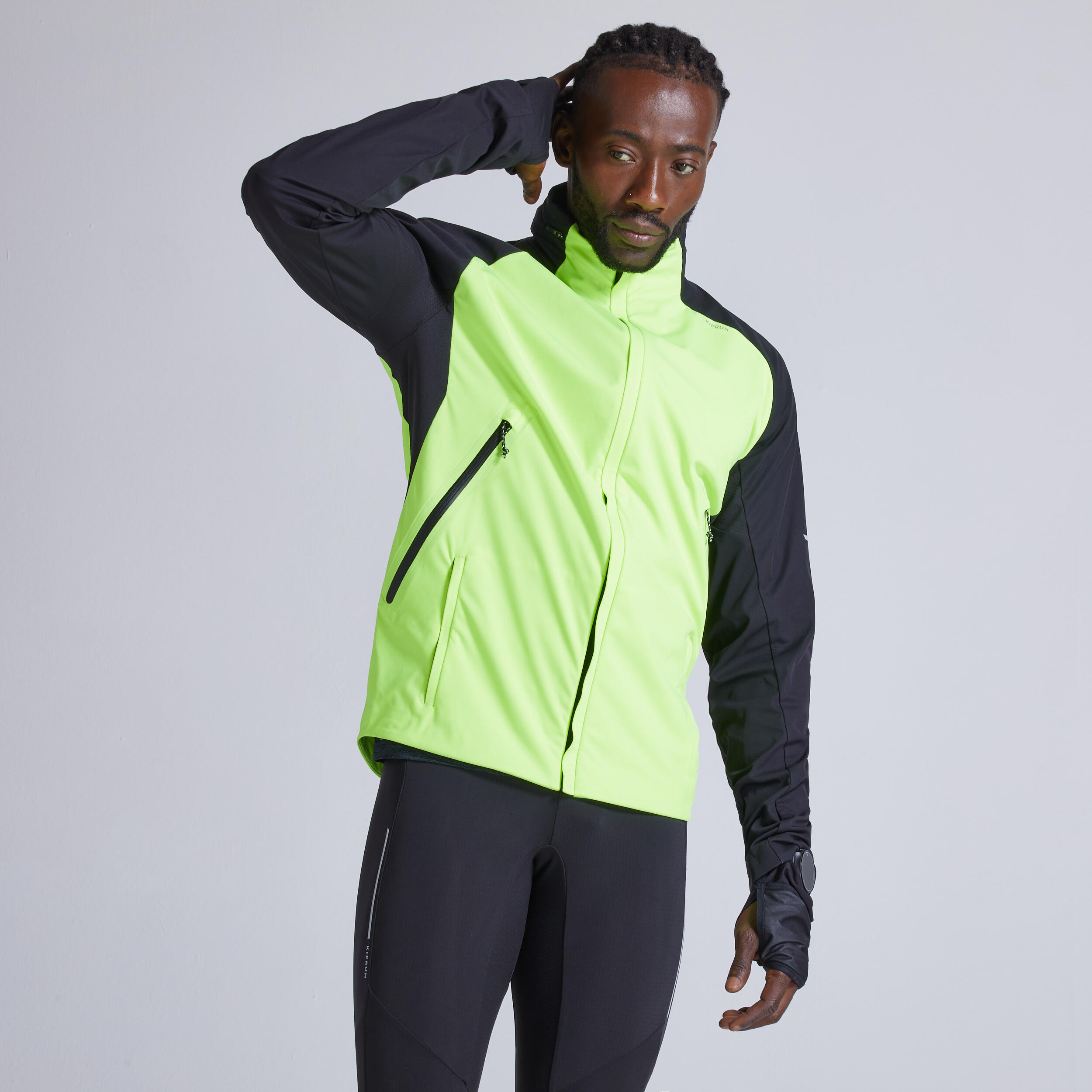 Kalenji Kiprun Warm Men's Running Tights (Black/Yellow) 