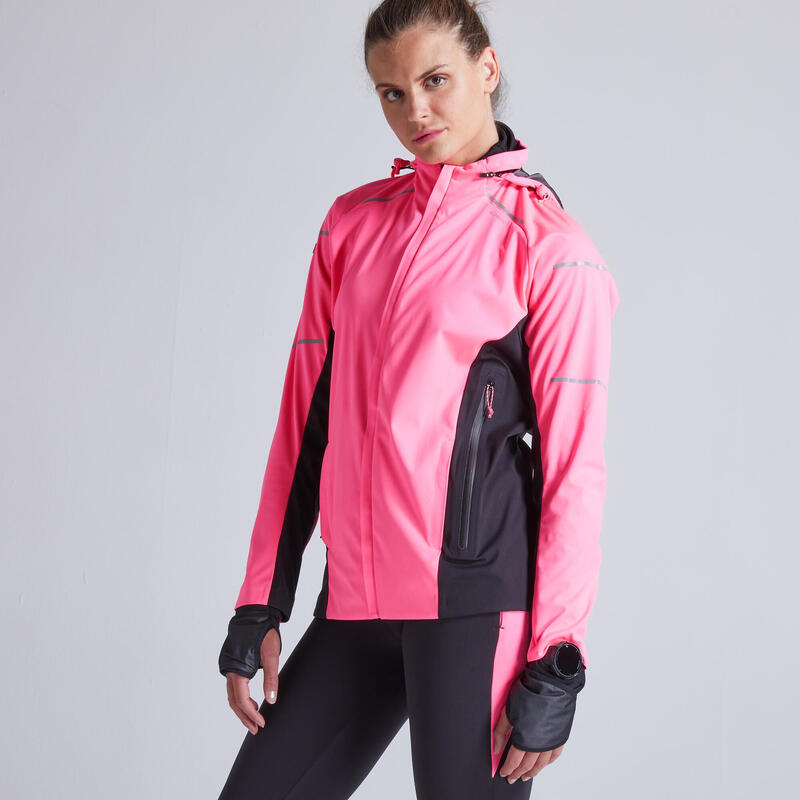 CASACO DE CORRIDA KIPRUN WARM REGUL MULHER ROSA FLUO