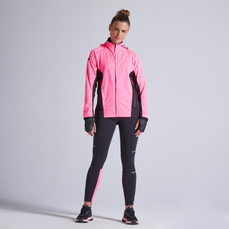 CASACO DE CORRIDA KIPRUN WARM REGUL MULHER ROSA FLUO