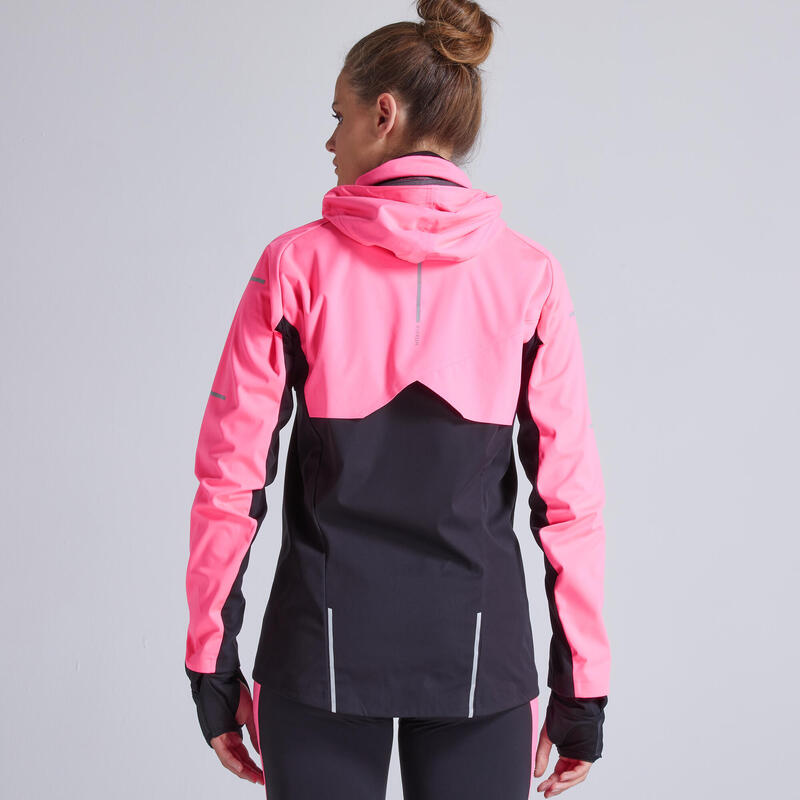 CASACO DE CORRIDA KIPRUN WARM REGUL MULHER ROSA FLUO