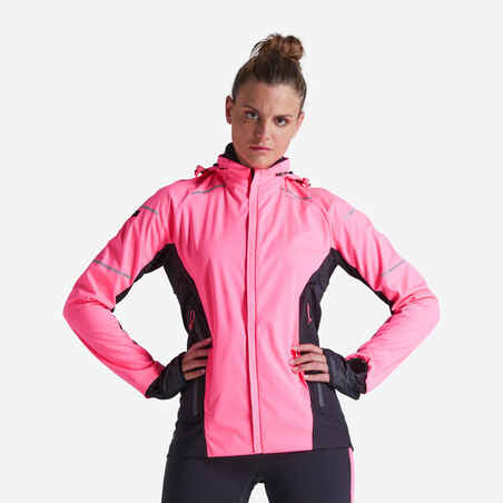 Jakna za trčanje Kiprun Warm Regul ženska fluorescentno ružičasta