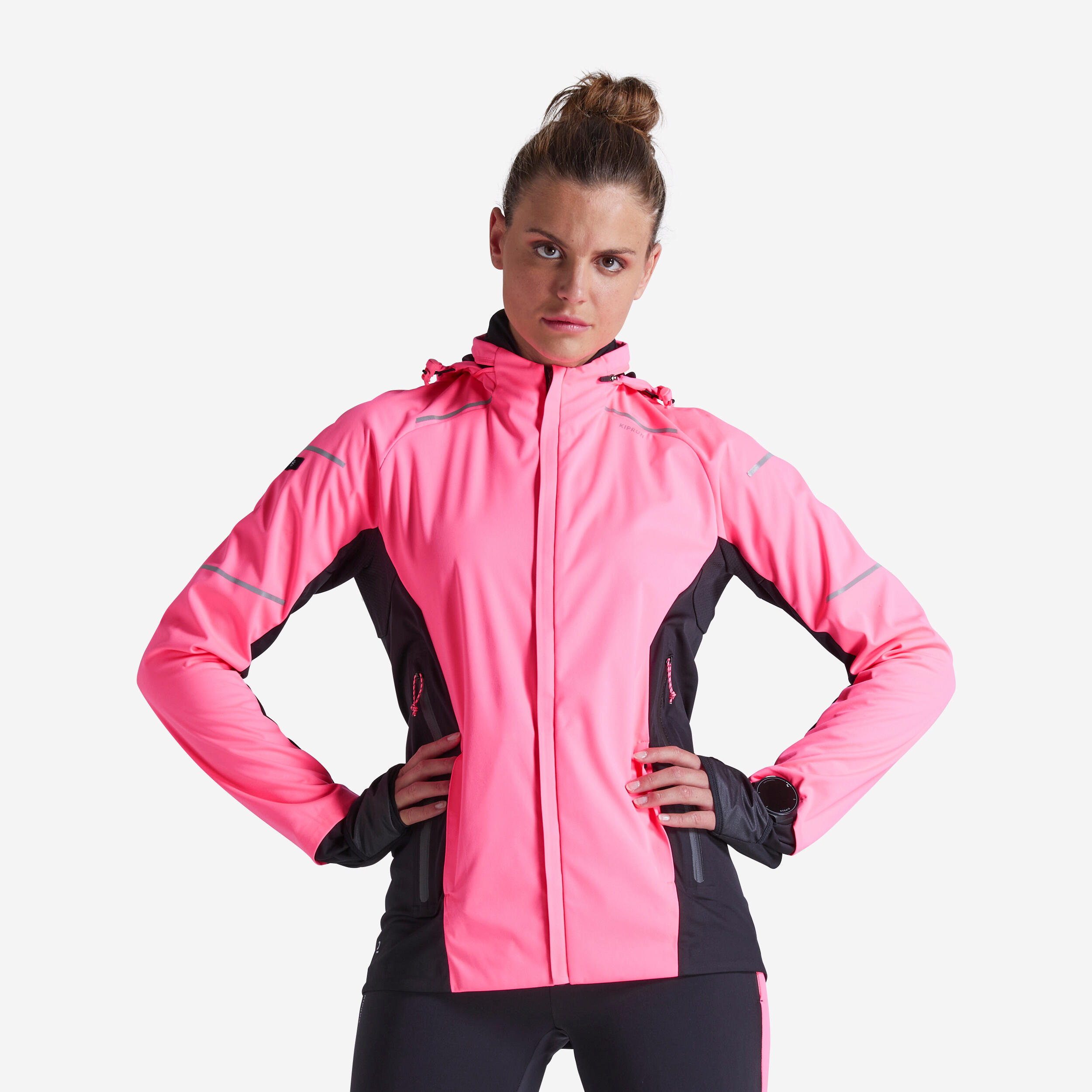 WARM REGUL WOMEN S RUNNING JACKET FLUO PINK Decathlon