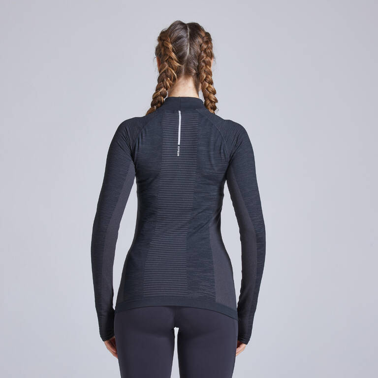 KIPRUN SKINCARE WOMEN'S LONG-SLEEVED RUNNING T-SHIRT - BLACK