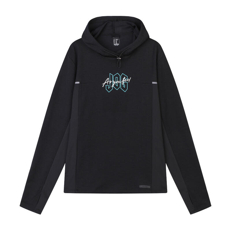 SWEAT RUNNING WARM HOODY PRINT BLACK CN