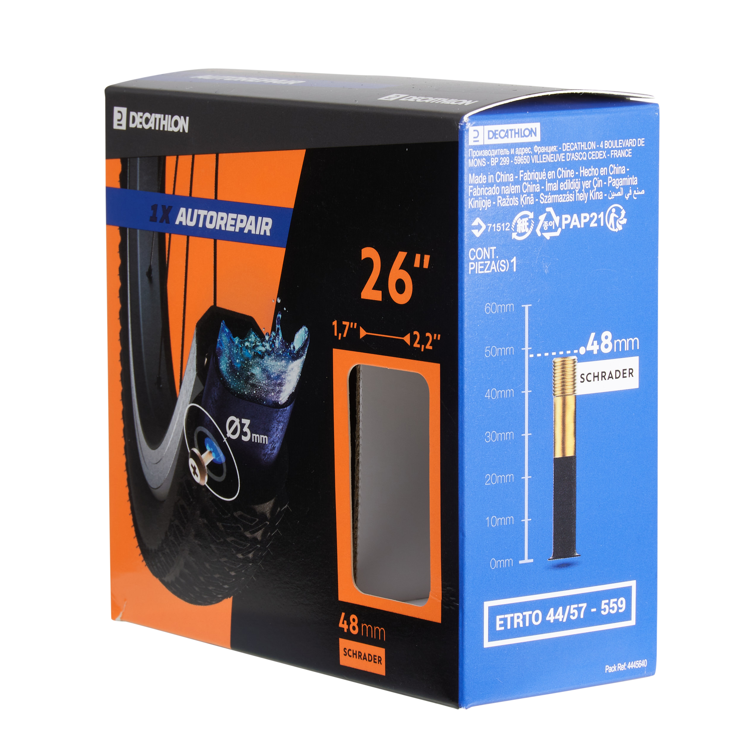 Chambre a air 26x1,7/2,2 schrader auto reparante - Pièces détachées cycle - Decathlon- Clubs - Entreprises - Collectivités - Associations