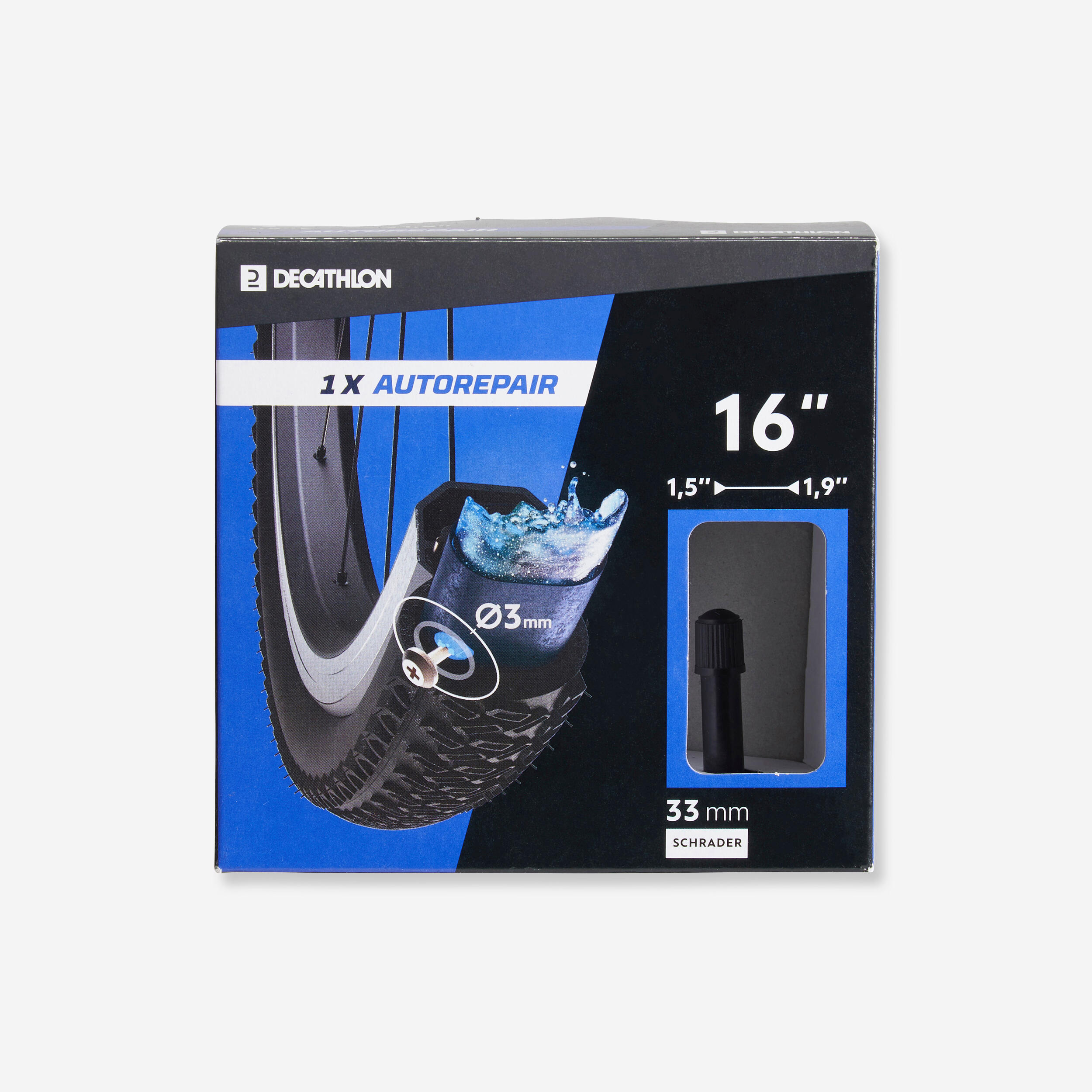 DECATHLON 16 x 1.5/1.9 Self-Repairing Schrader Inner Tube