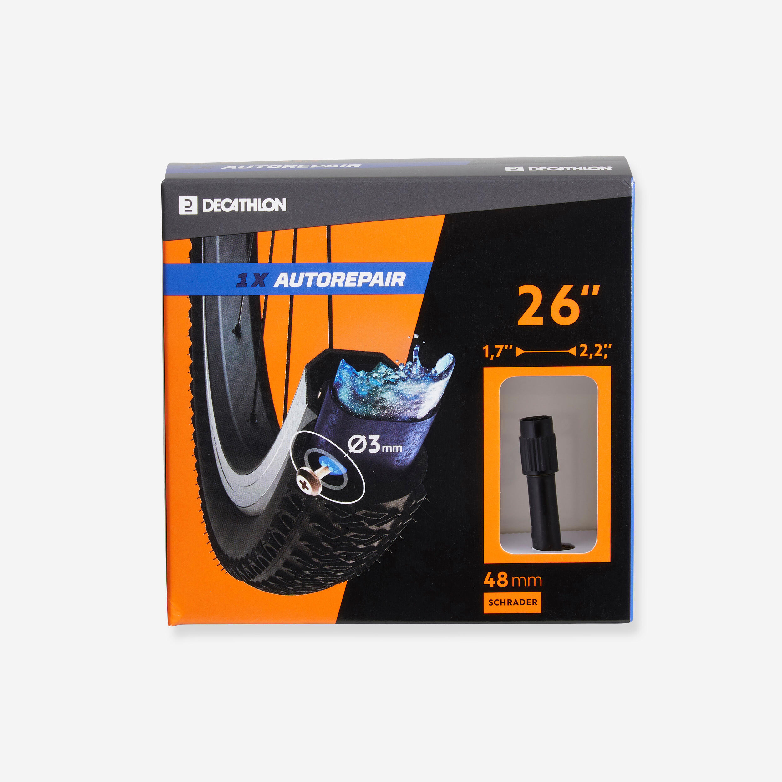 Decathlon - Chambre A Air 26x1,7/2,2 Schrader Auto Reparante - Chambre À Air - Pneus/pieces/portage/rangement/electrifi - Incolore - Taille Unique - Decathlon