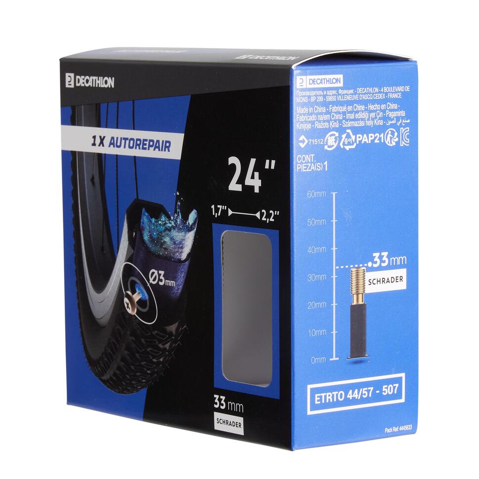 Dętka rowerowa Decathlon 24"x1,7/2,2 samouszczelniająca z wentylem Schrader