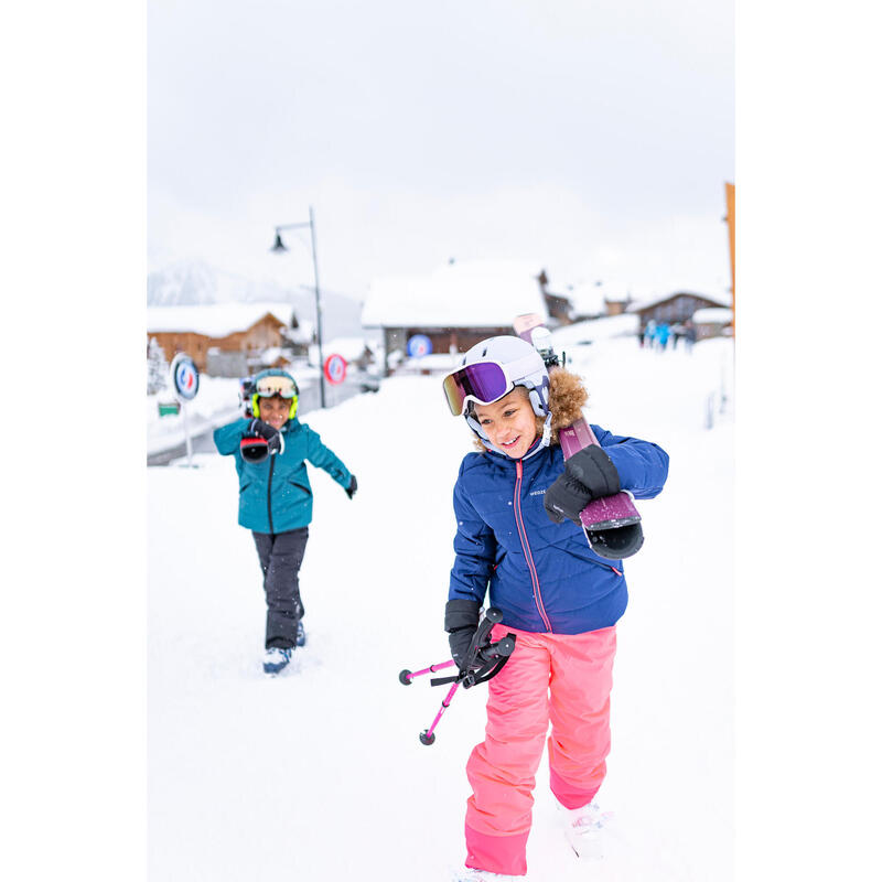 Casaco Acolchoado de Ski Quente e Impermeável 180 Warm Criança - Preto e Cinzento