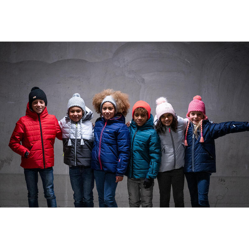 Skijacke Kinder wattiert sehr warm wasserdicht - 180 schwarz/grau 