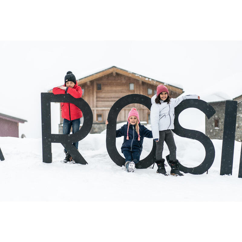 CASACO ACOLCHOADO DE SKI CRIANÇA MUITO QUENTE E IMPERMEÁVEL 180 WARM CINZENTO