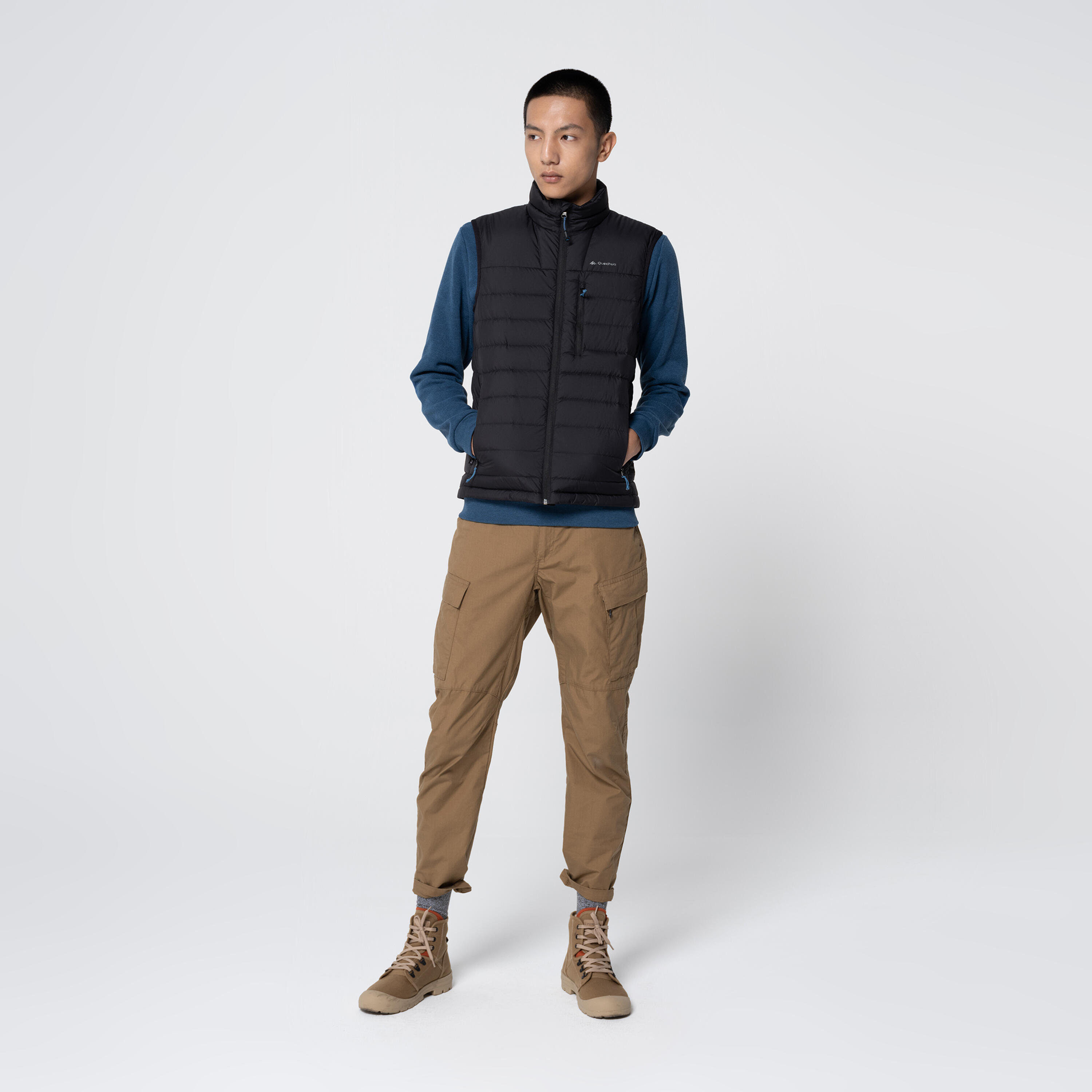 Men’s Hiking Down Vest - MT 100 Black 18/19