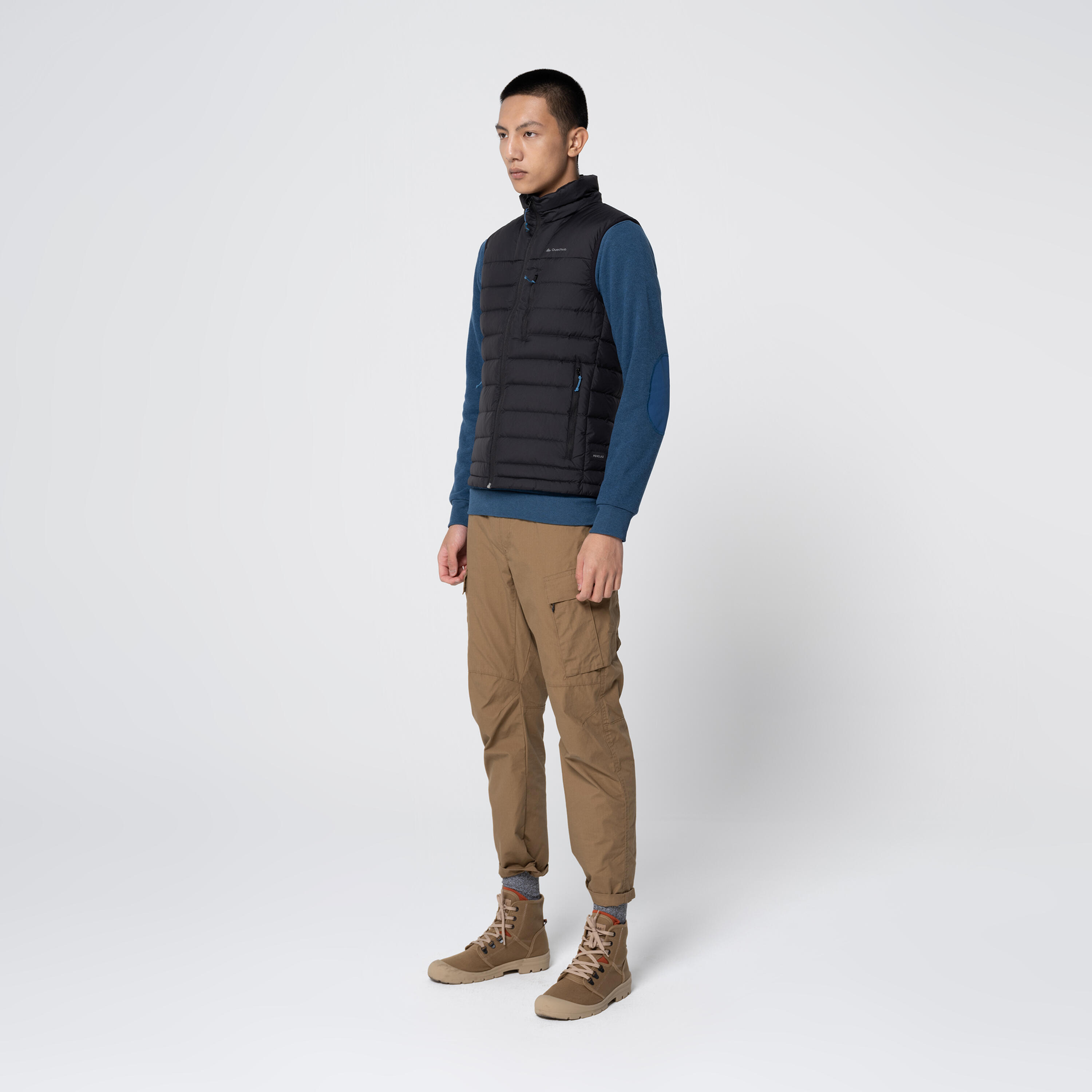Men’s Hiking Down Vest - MT 100 Black 17/19