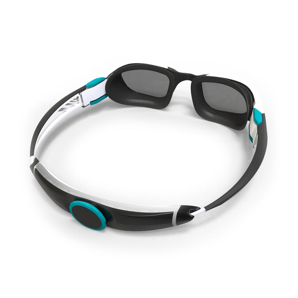 Bela-črna-turkizna plavalna očala TURN 500 za otroke 
