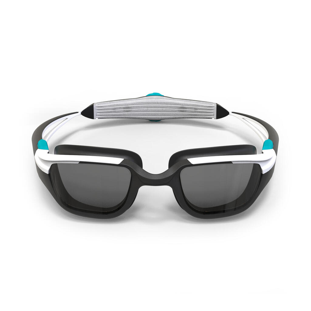 Bela-črna-turkizna plavalna očala TURN 500 za otroke 