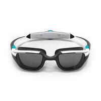 نظارات سباحة - TURN مقاس S - عدسات مُدخنة - أبيض/أسود/تركواز