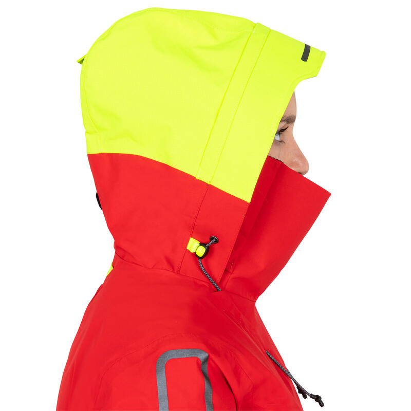 Chaqueta impermeable vela Mujer Offshore 900 rojo/amarillo fluorescente