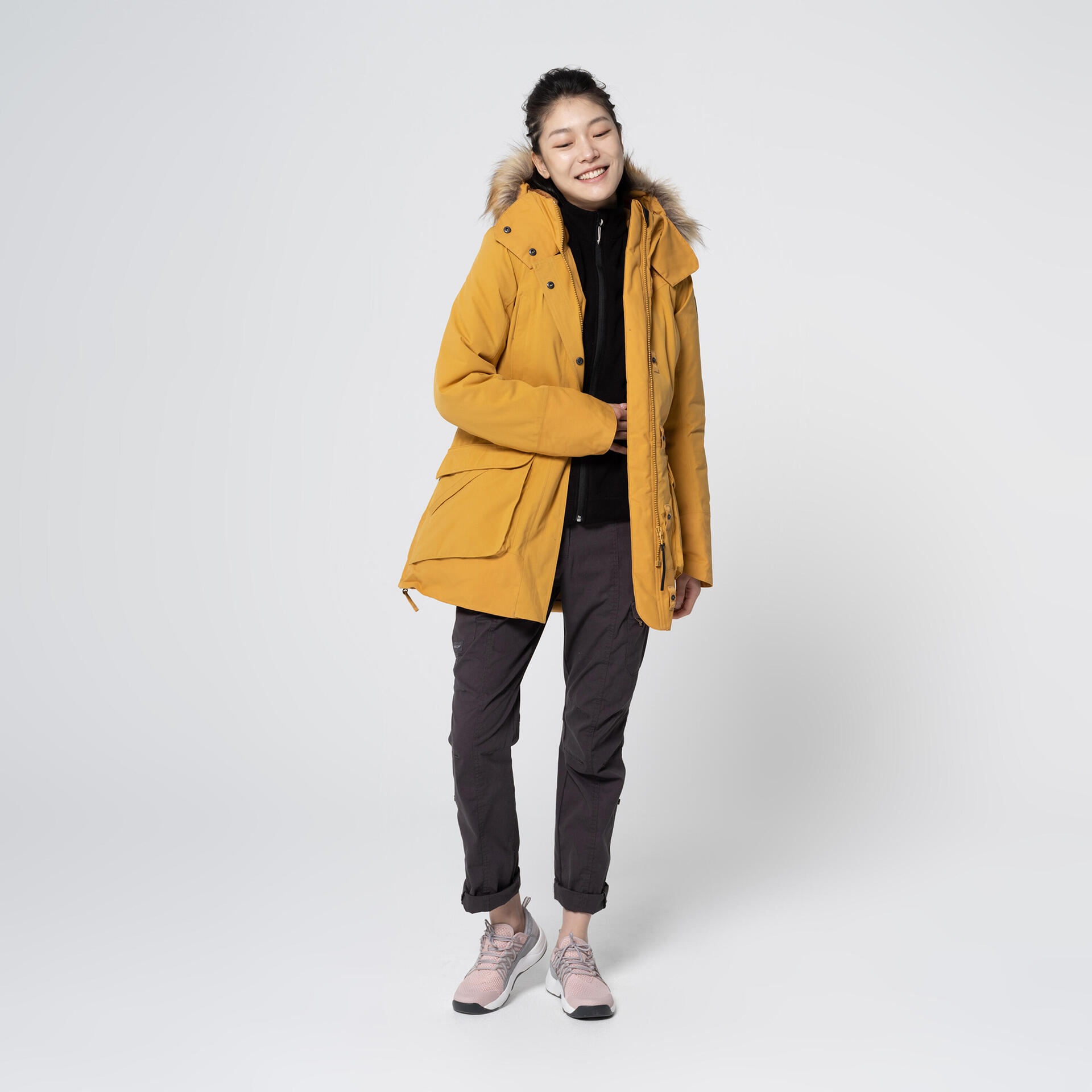 -20°C Women's Waterproof Snow Hiking Parka Jacket SH900 Yellow
