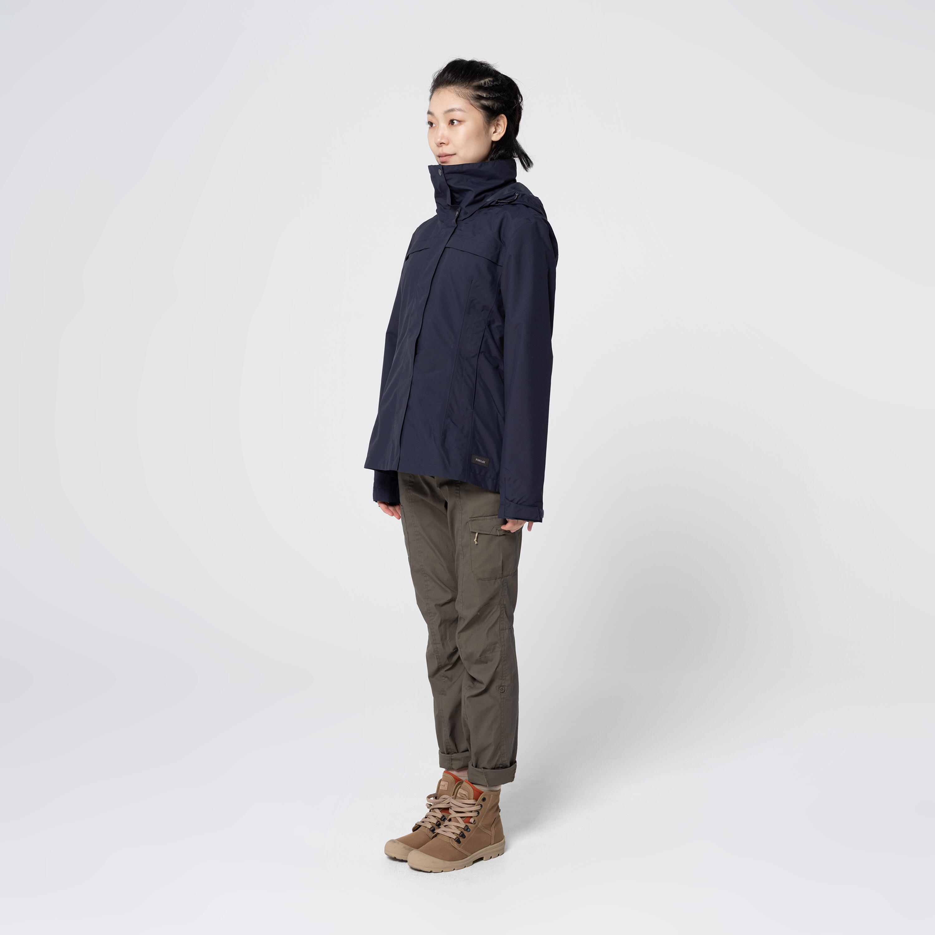 Women's waterproof 3in1 travel trekking jacket - Travel 100  0° - Navy 4/10