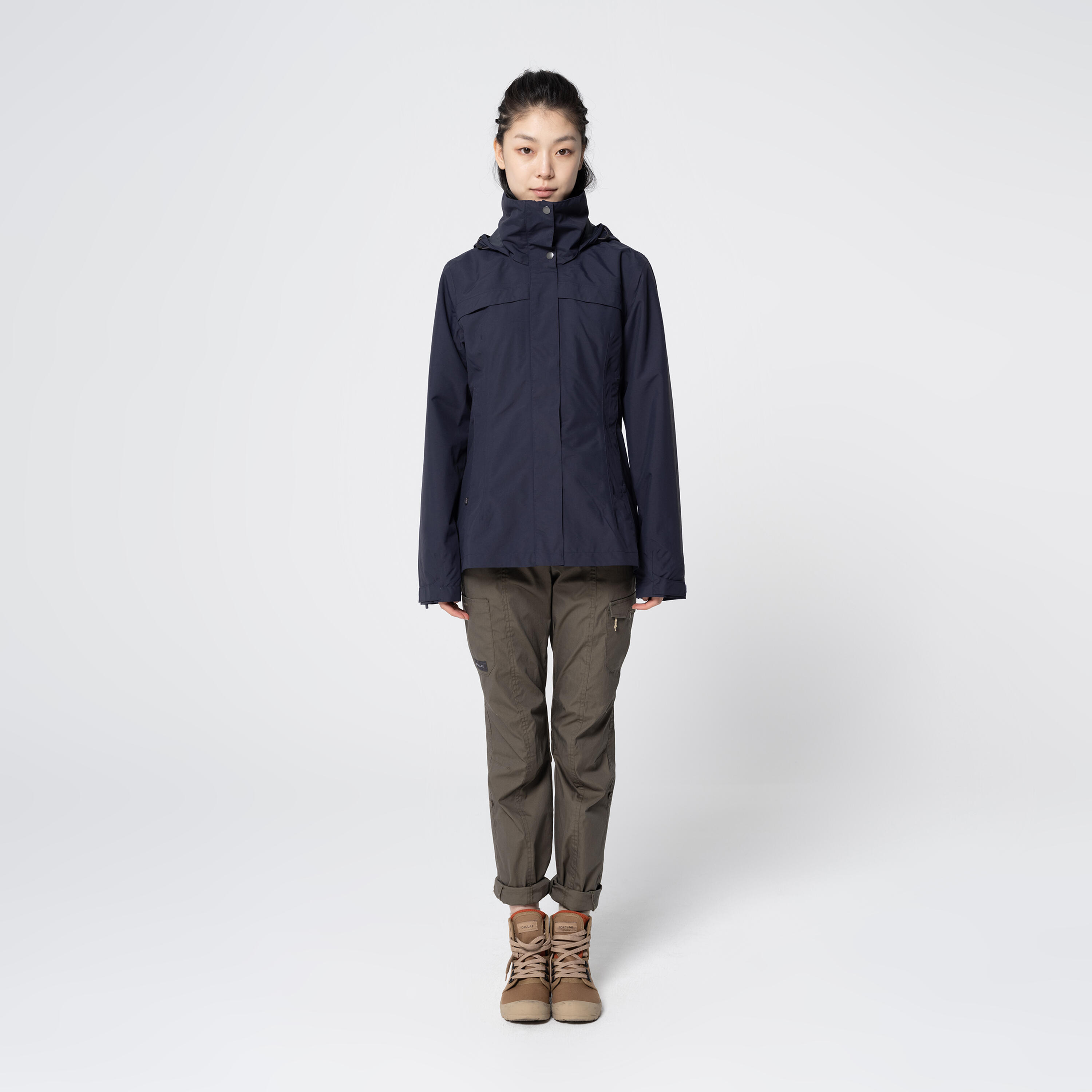 Women's waterproof 3in1 travel trekking jacket - Travel 100  0° - Navy 3/10