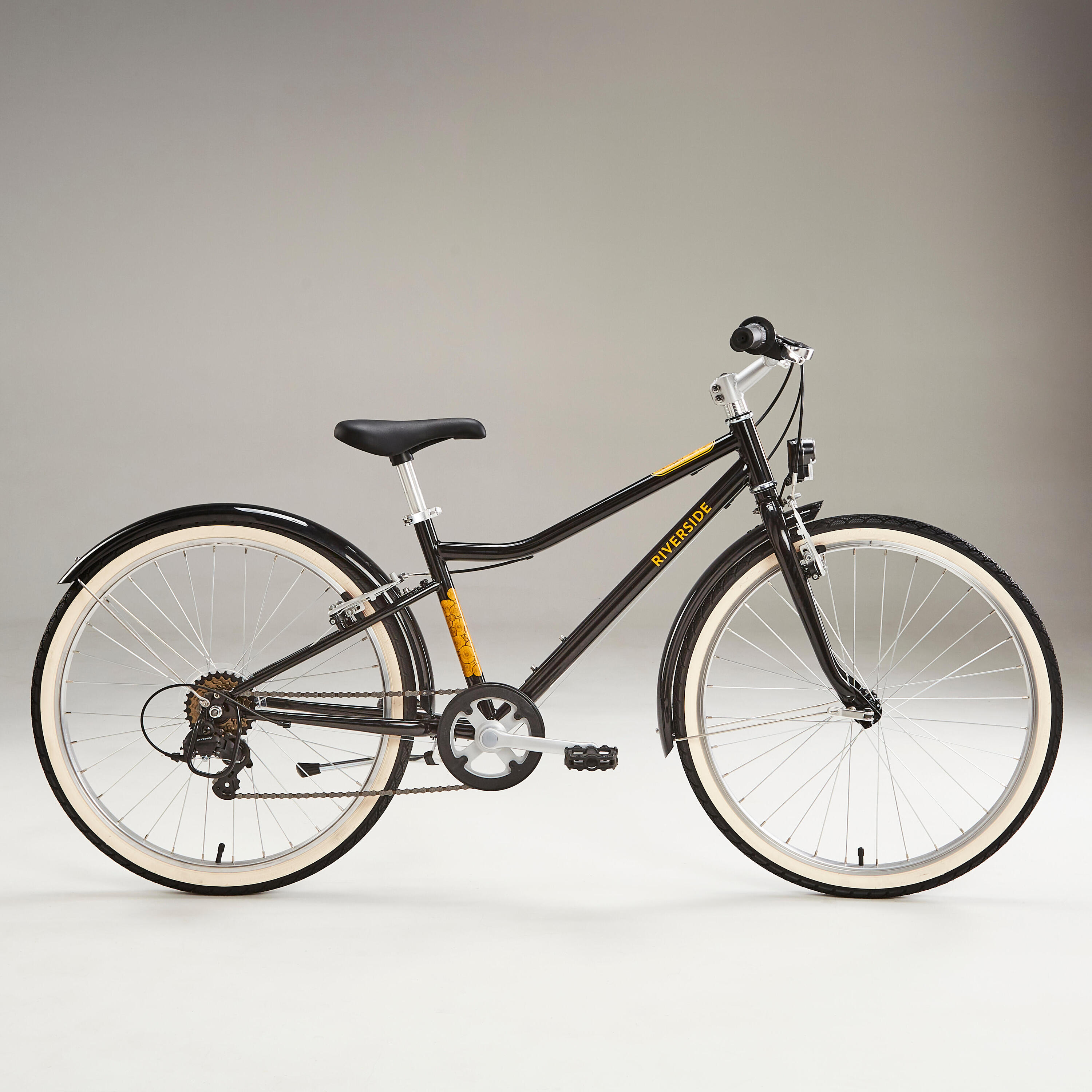 VTC ENFANT RIVERSIDE 500 NOIR JAUNE 24 pouces 9-12 ANS 2/16