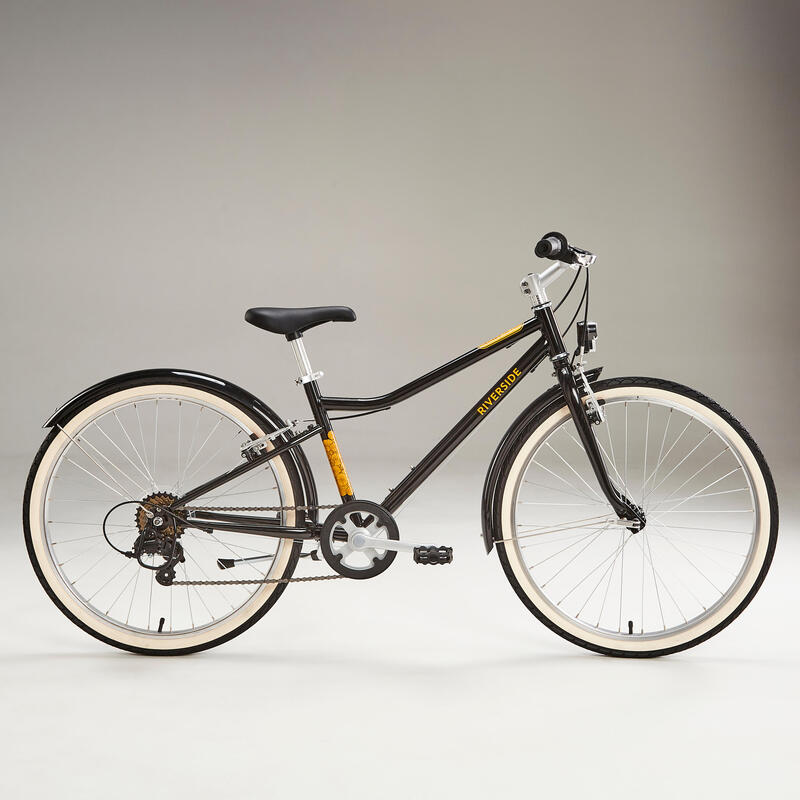 Bicicleta trekking niños 24 pulgadas Riverside 500 negro amarillo 9-12 años