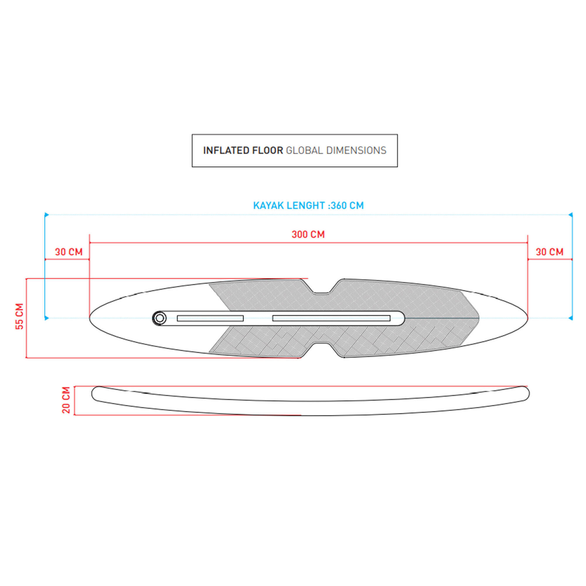 Inflatable bottom bladder drop stitch kayak x100+ 2 seater