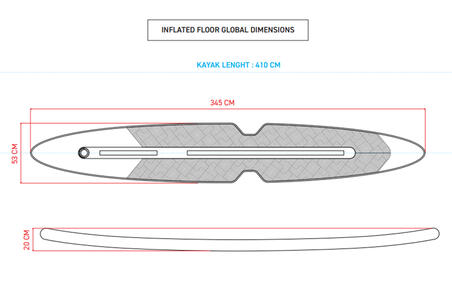 Vessie de fond gonflable drop stitch kayak x100+  3 places