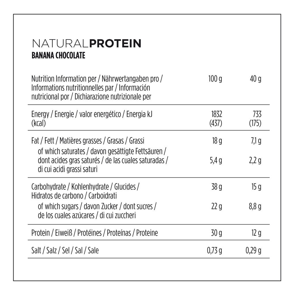 Natūralus baltymų batonėlis 3 x 40 g, šokolado ir bananų skonio