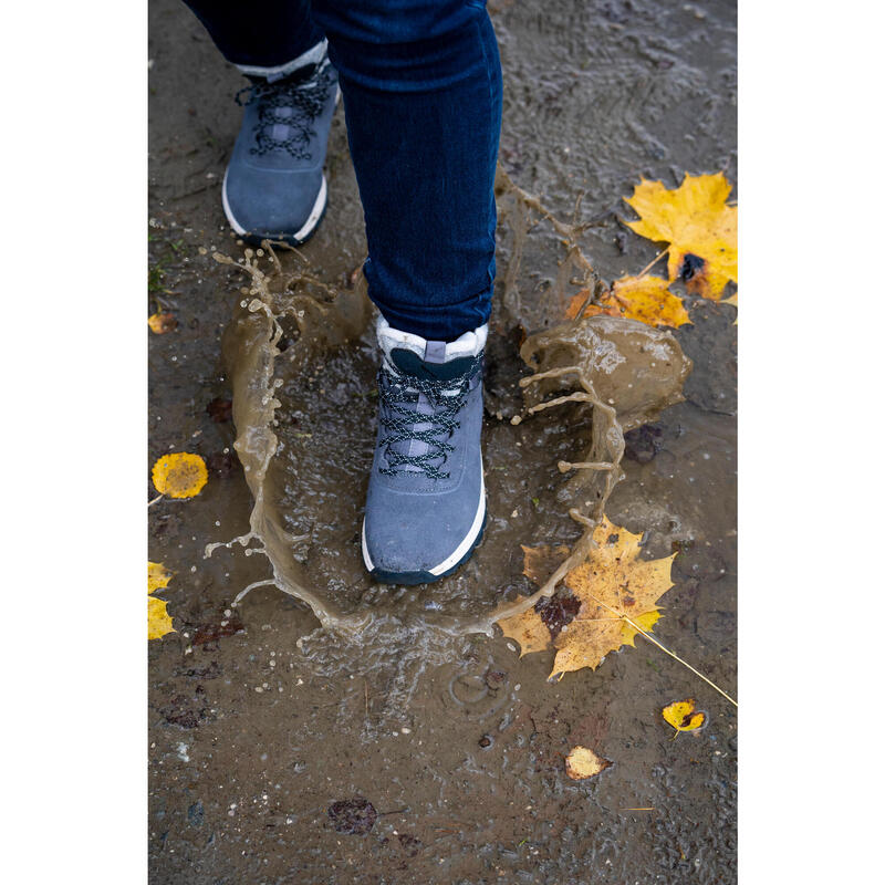 Warme en waterdichte wandelschoenen SH500 leer veters kinderen maat 35-38