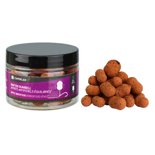 
      Dumbell wafter Spicy Birdfood for carp fishing
  