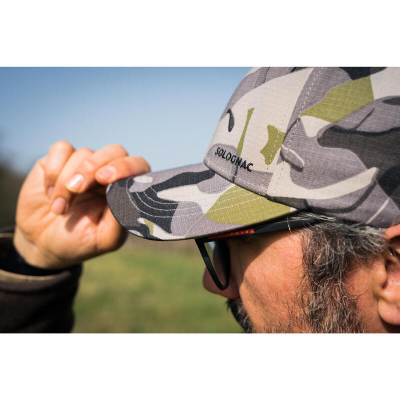 Casquette chasse 500 Résistante Camo Woodland Gris