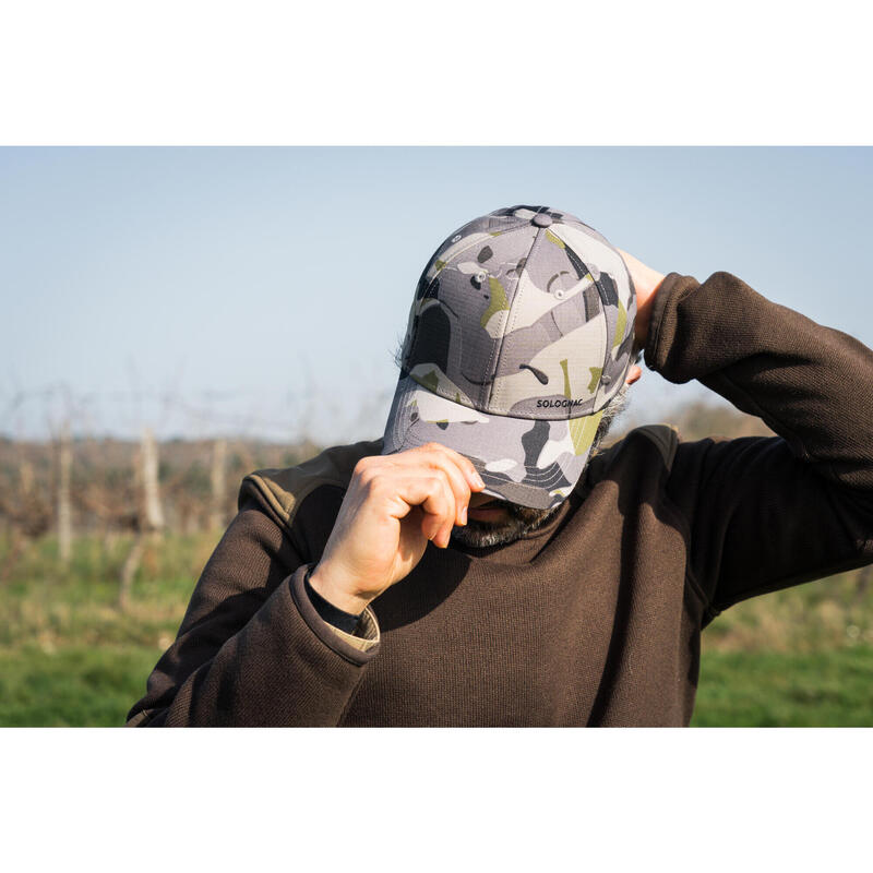 Casquette chasse 500 Résistante Camo Woodland Gris