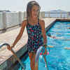Badeanzug Röckchen Mädchen - Lila All Omi marineblau