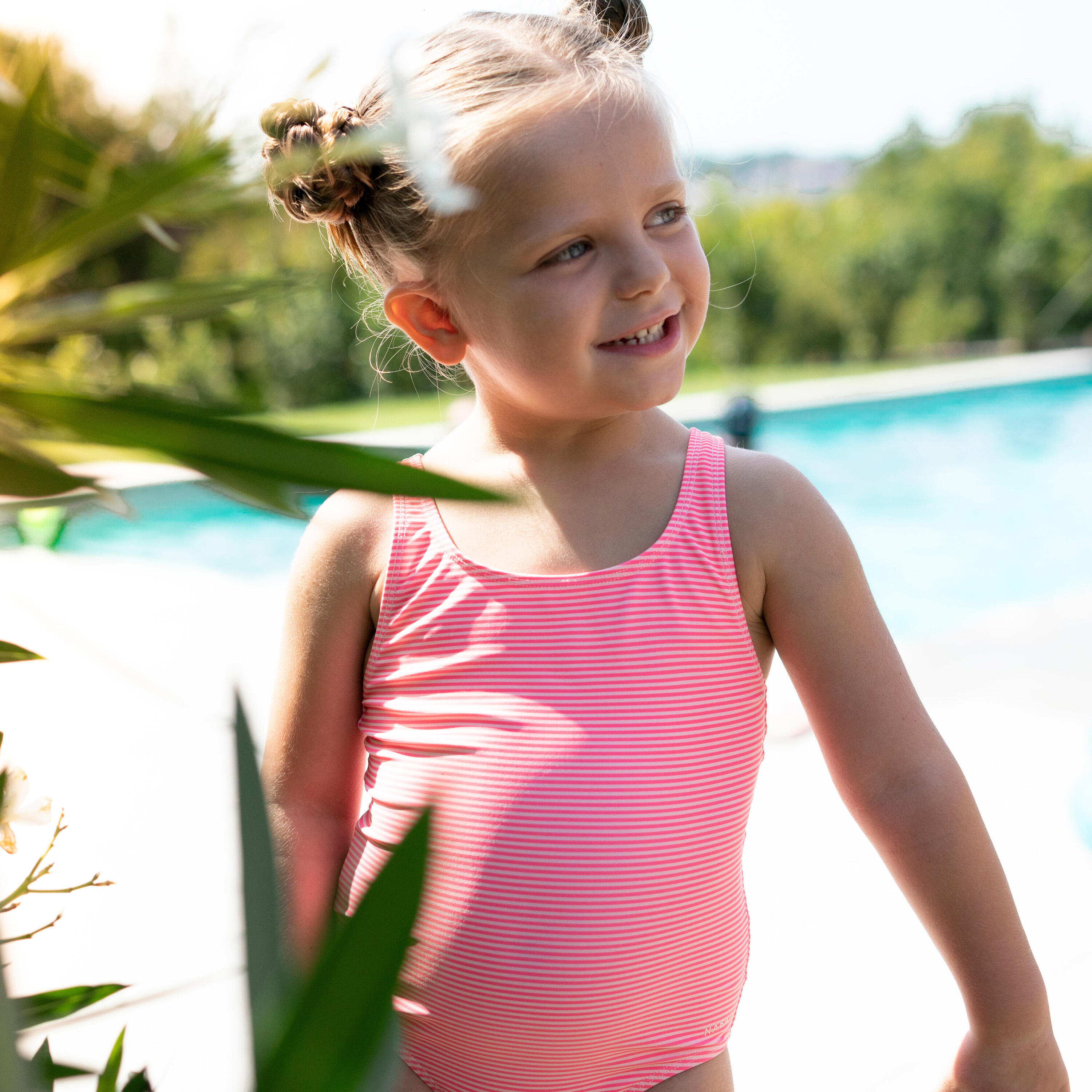 Baby Girls’ 1-Piece Swimsuit - Pink Stripes Print 2/5