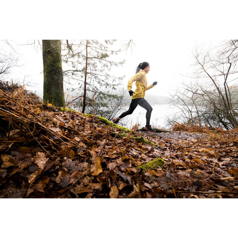 Giacca running e trail donna RUN 500 RAIN impermeabile gialla