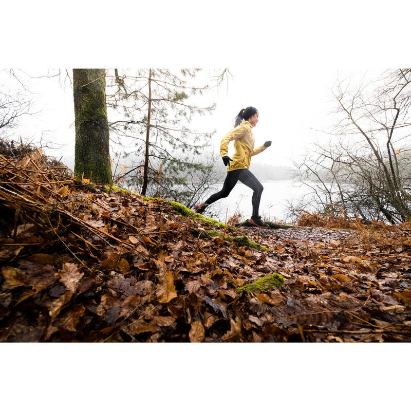 Regenjas voor hard- en traillopen voor dames Run 500 Rain geel