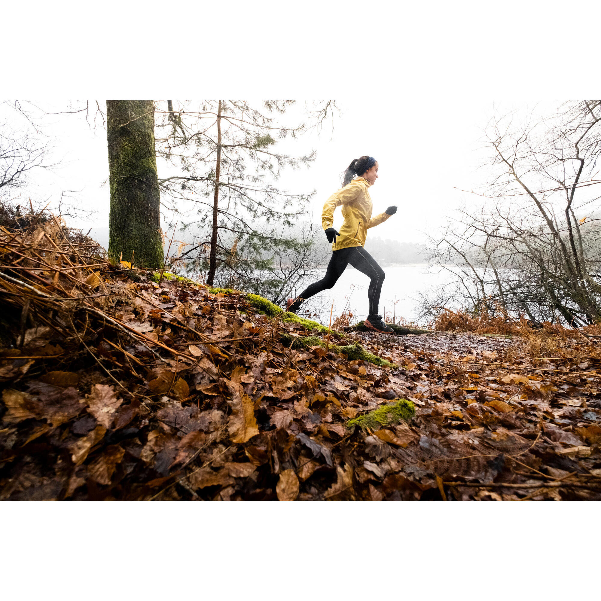 Women's running & trail running waterproof jacket - KIPRUN Run 500 Rain Yellow