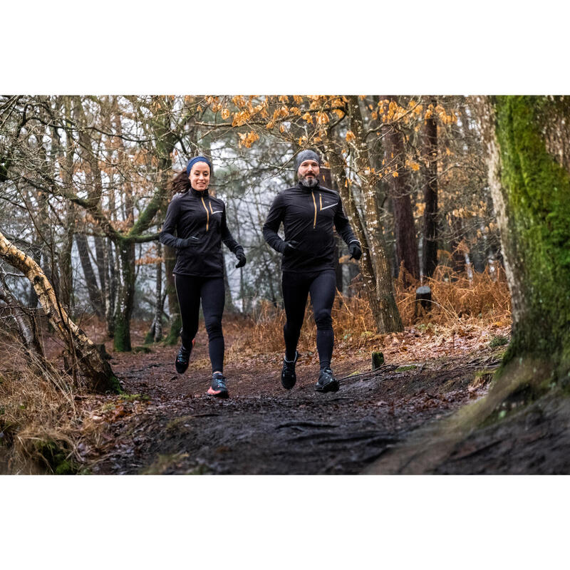 Lauftights lang Trailrunning Damen - Emboss schwarz/bronze
