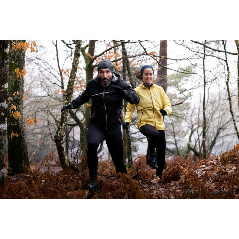 CALÇAS JUSTAS DE TRAIL RUNNING COMPRIDAS HOMEM EMBOSS PRETO