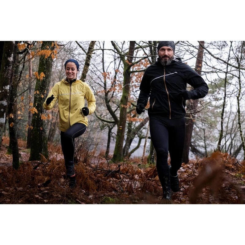 Geacă impermeabilă alergare jogging și trail KIPRUN Run 500 Rain Galben Damă 