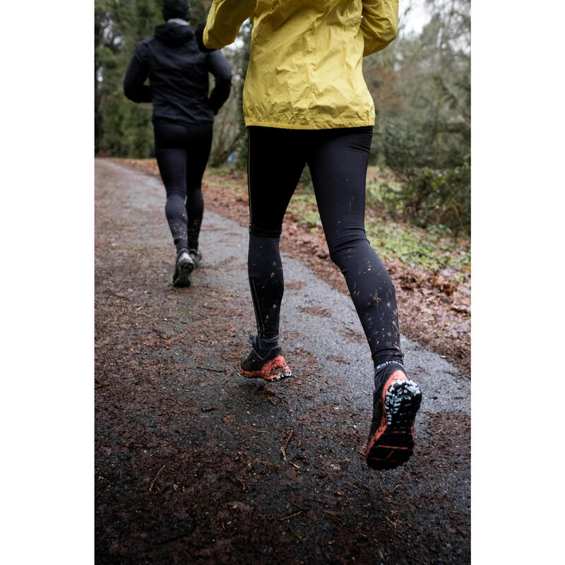 Lauftights lang Trailrunning Damen - Emboss schwarz/bronze