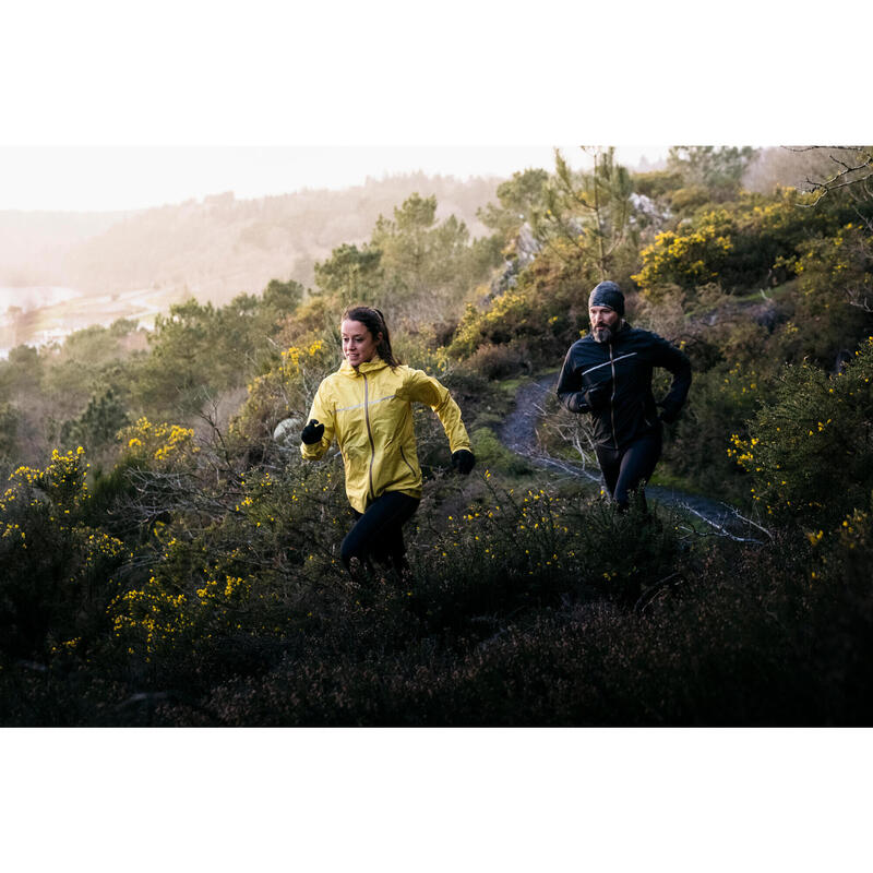 Dámská nepromokavá běžecká bunda na trailový běh okrová