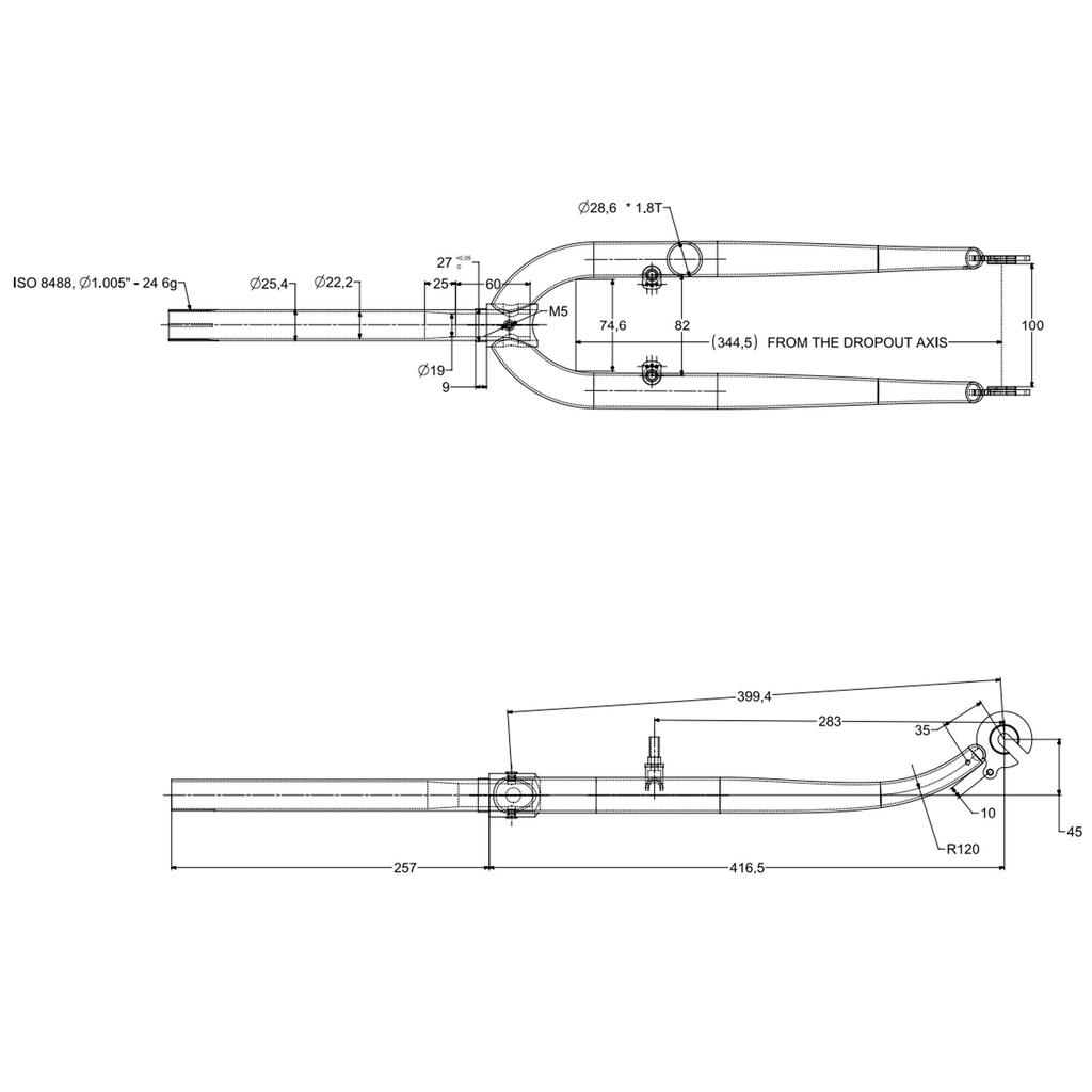 Gabel Elops 120E schwarz 