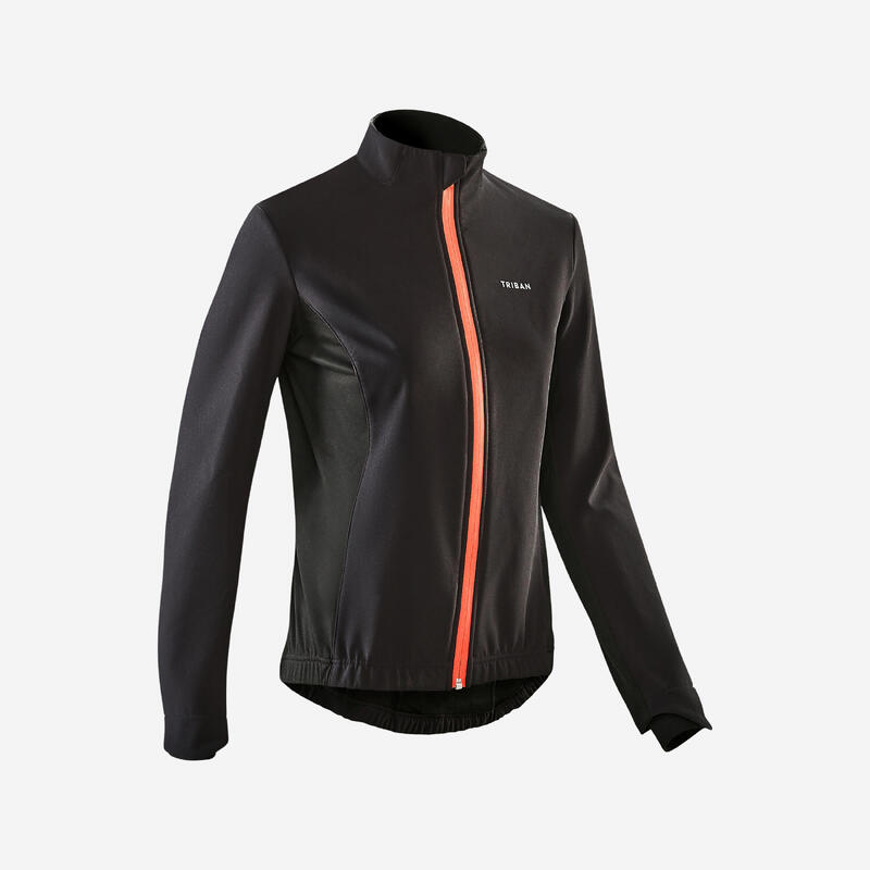 Women's Winter Road Cycling Jacket 100 Black VAN RYSEL Decathlon