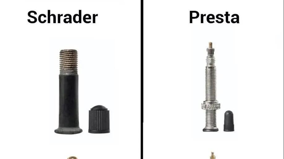 Het visuele verschil tussen een Schrader- en een Presta-ventiel