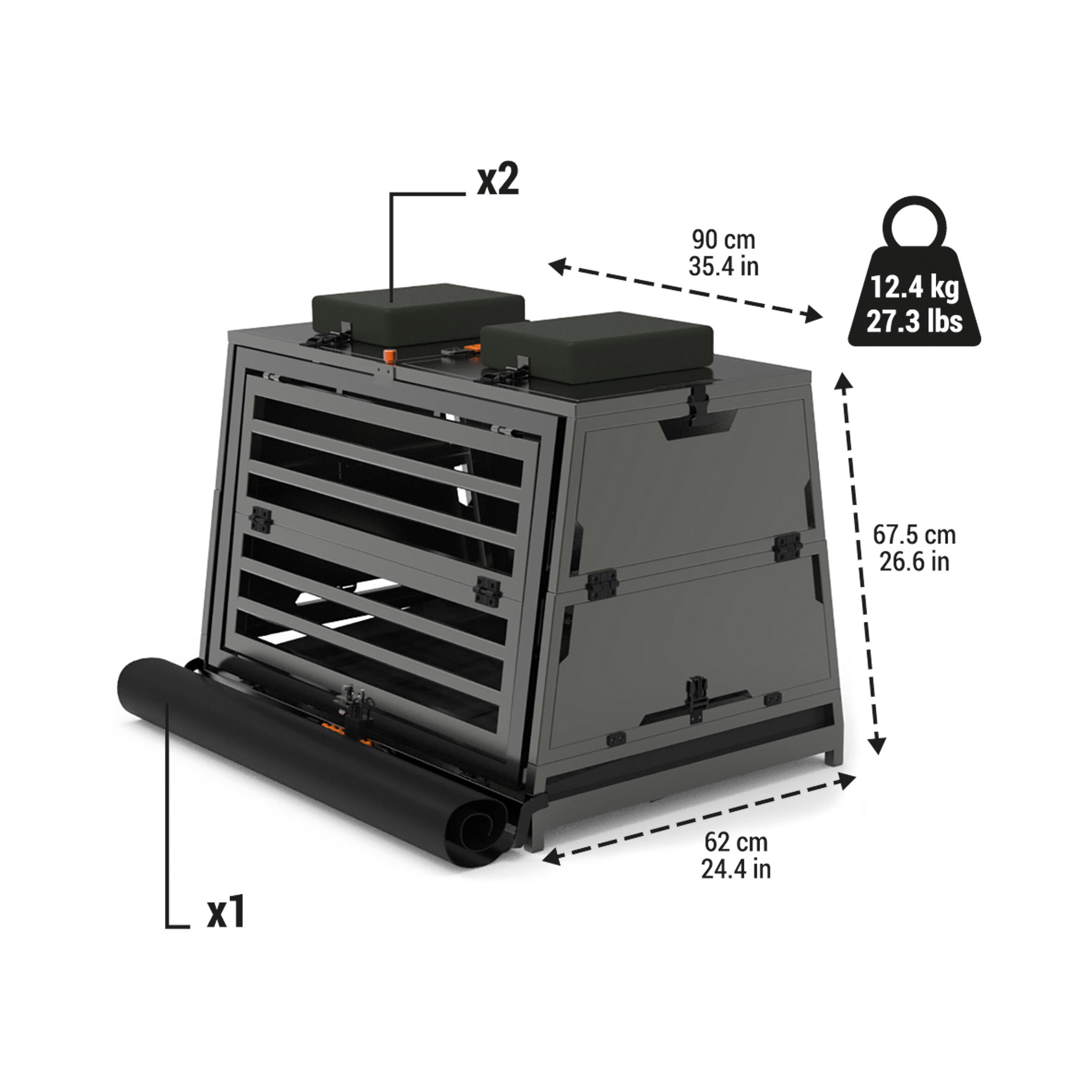 Folding Transport crate for 1 dog Aluminium 900 4/20